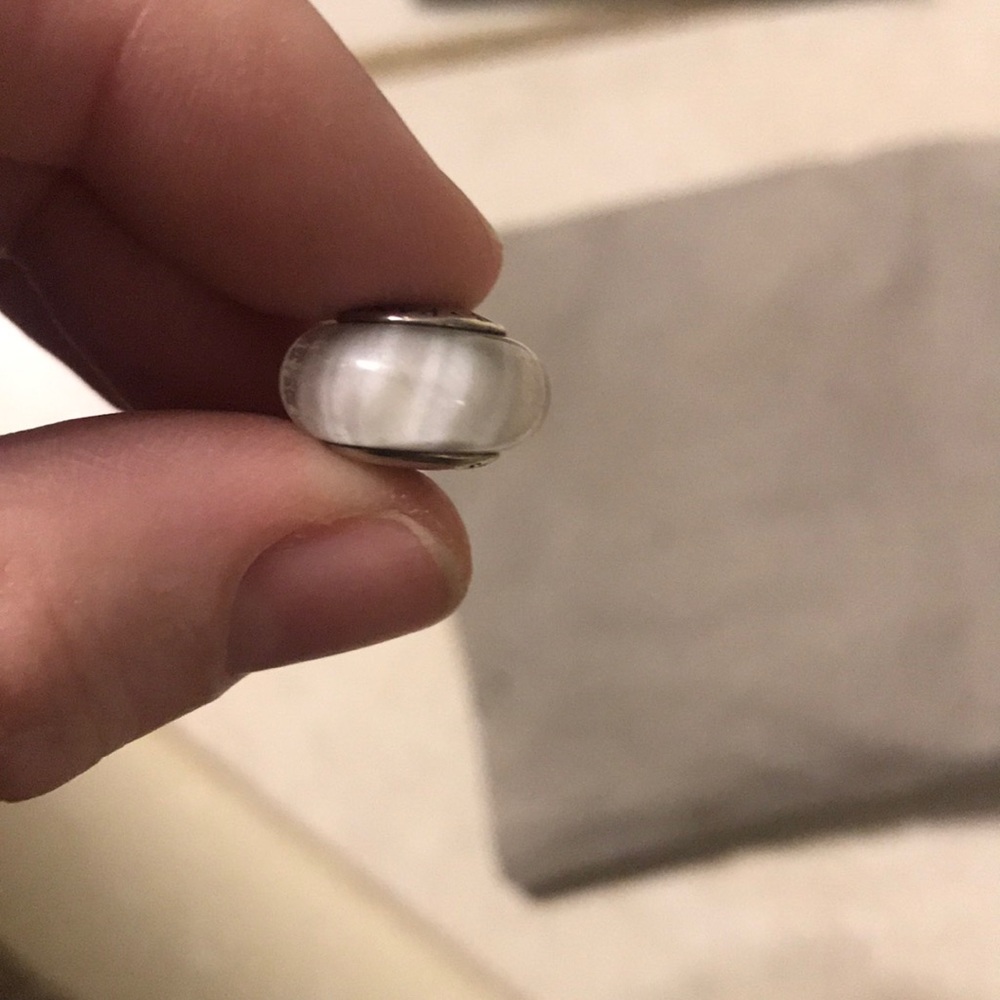 Pandora white and clear glass charm